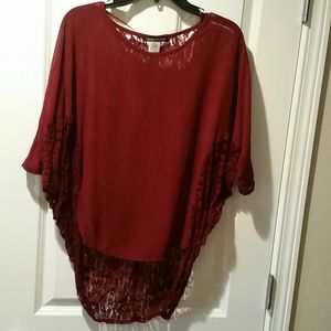 Happening In The Moment Wine red lace top